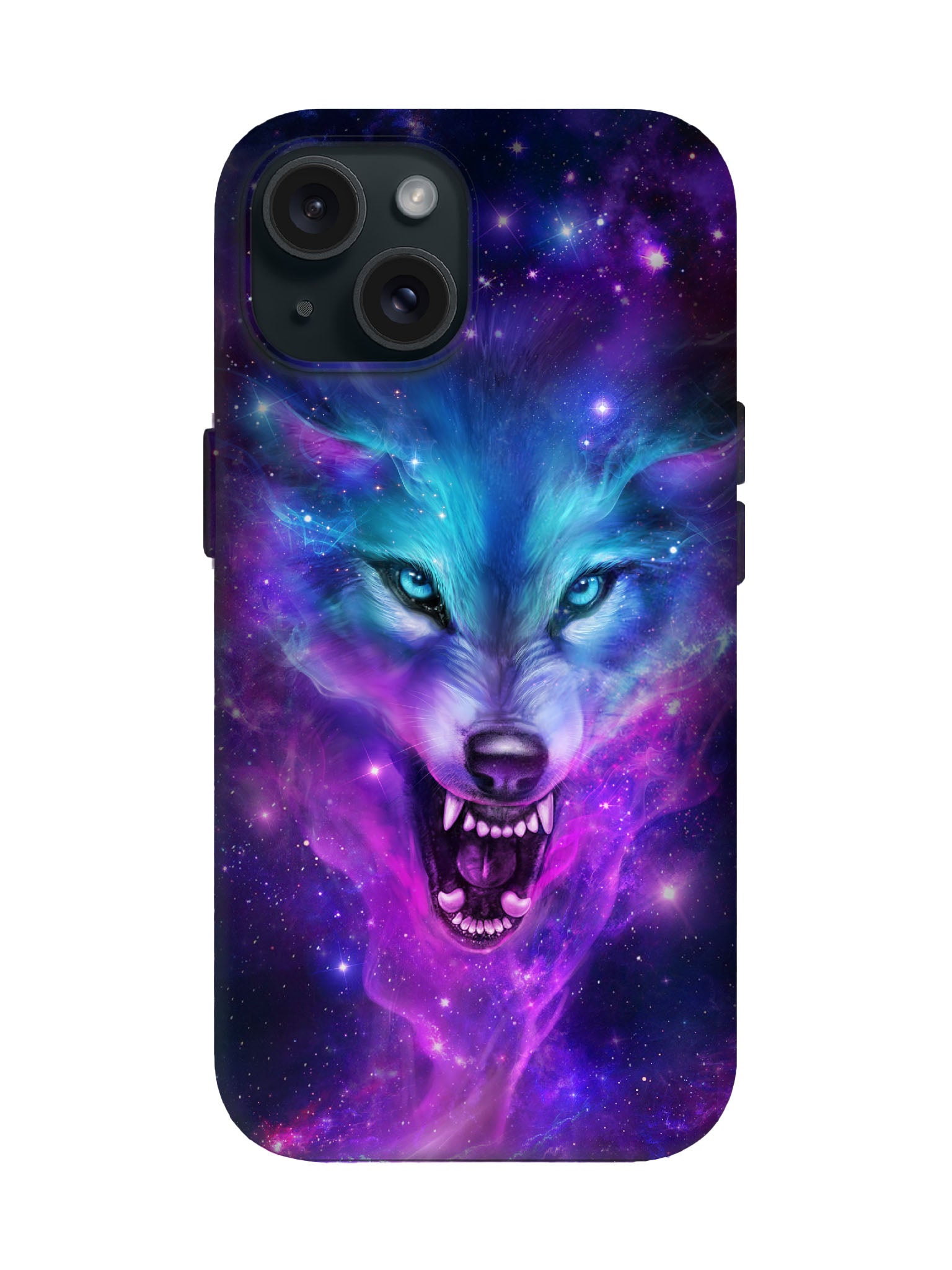 Cosmic Wolf Face Cyberpunk Edgy Protective Phone Case