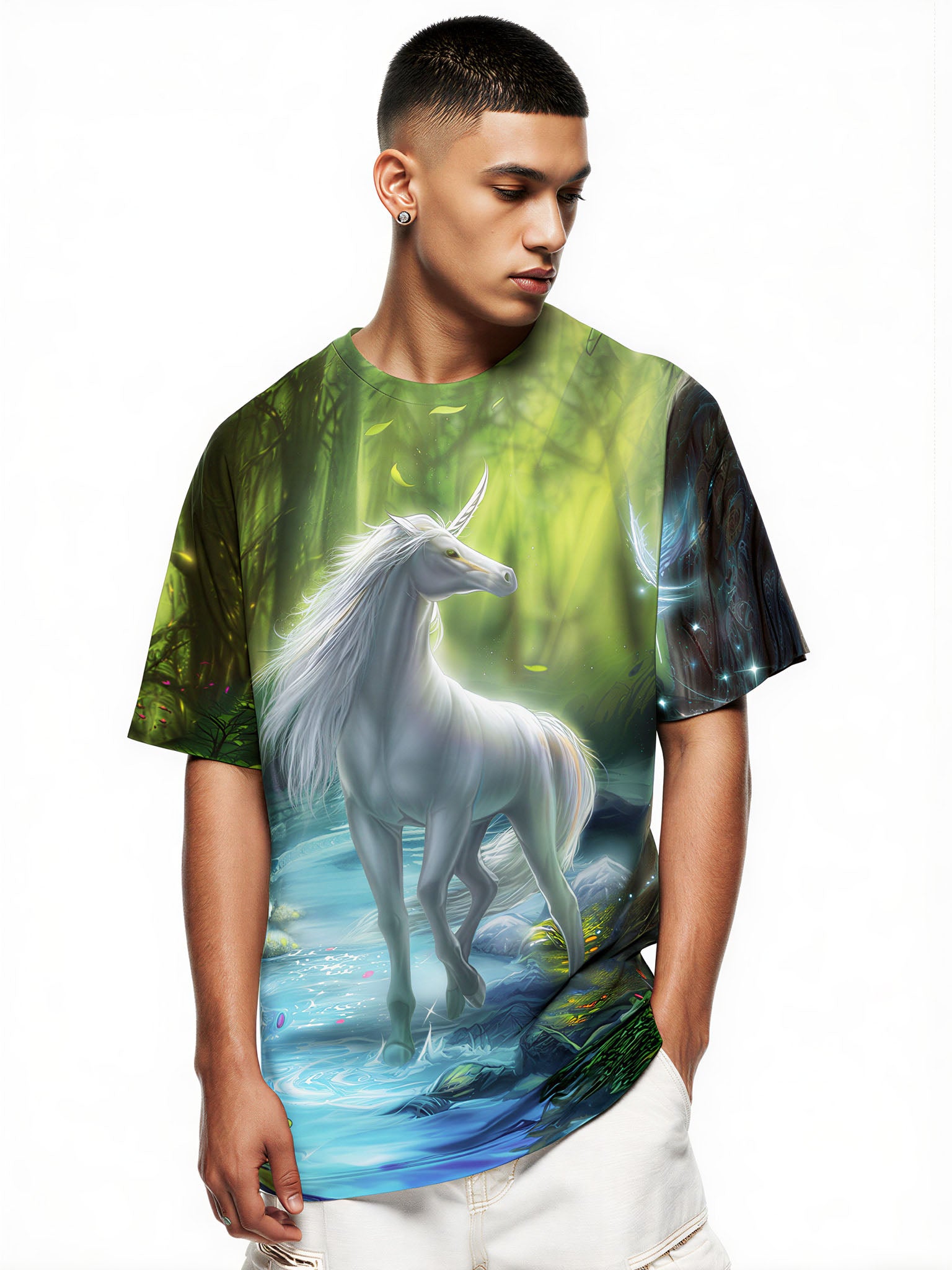 Unicorn Forest 3D All Over Print T-Shirt for Men Women Fantasy Graphic Sweatshirt
