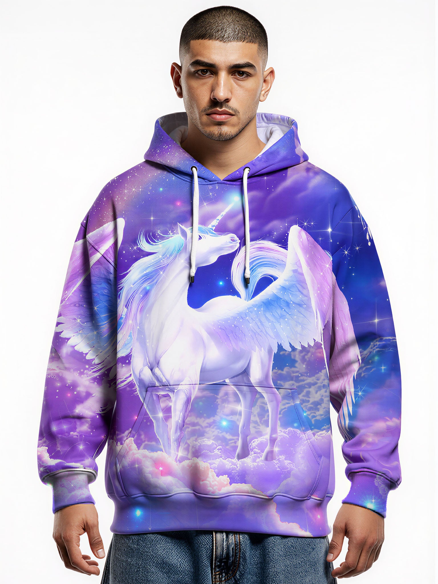 3D All Over Print Unicorn Hoodie for Men Women Galaxy Clouds Fantasy Style