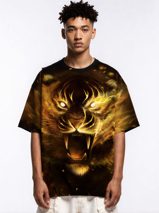 Men Women 3D All Over Print Tiger T-Shirt Fire Roar Graphic Pullover Sweatshirt