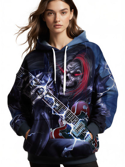 3D All Over Print Hoodie Dark Rock Punk Skull Style Aesthetic Streetwear for Men Women
