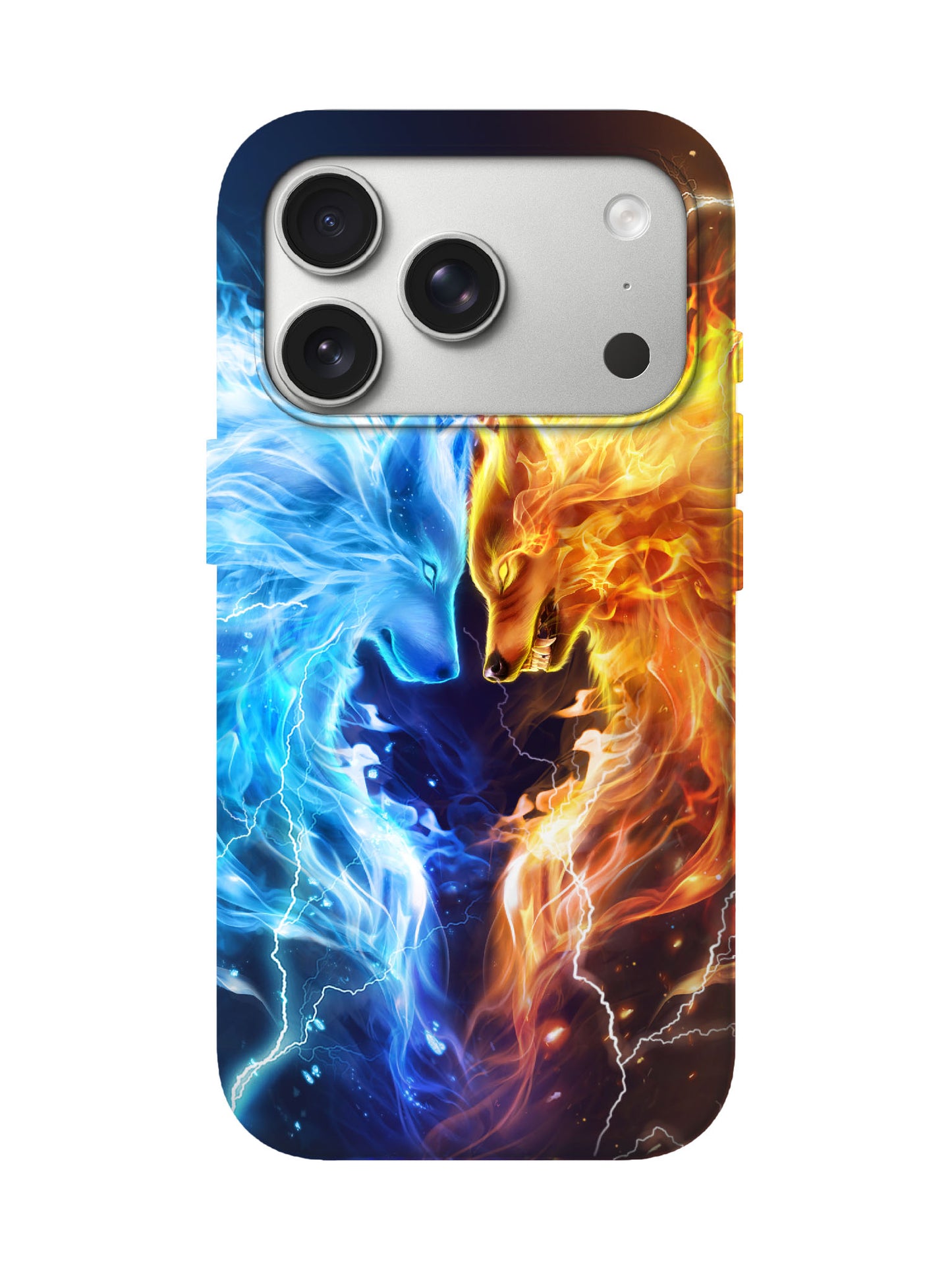 Fire and Ice Wolves Edgy Cyberpunk Tough Phone Case