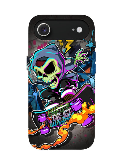 Skull and Flame Graffiti Edgy Cyberpunk Tough Phone Case