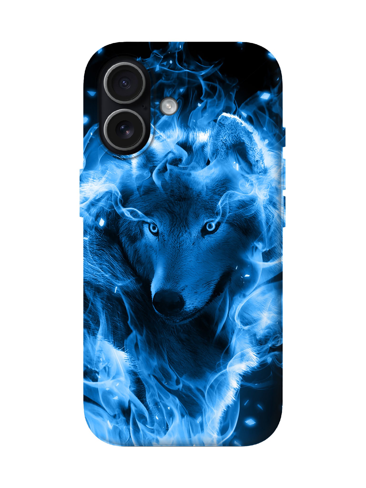 Blue Flame Wolf Edgy Cyberpunk Tough Phone Case