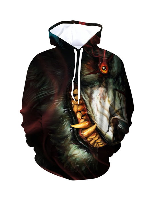Snarling Werewolf with Glowing Orange Eyes 3D Print Hoodie