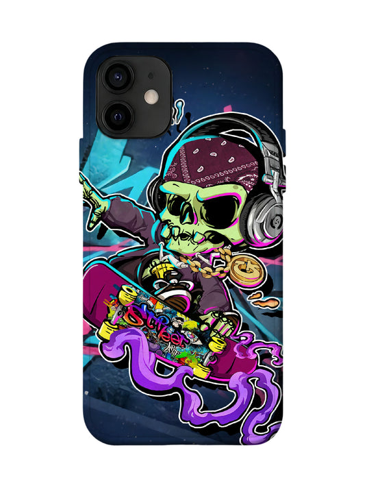Skull with Headphones Edgy Cyberpunk Tough Phone Case