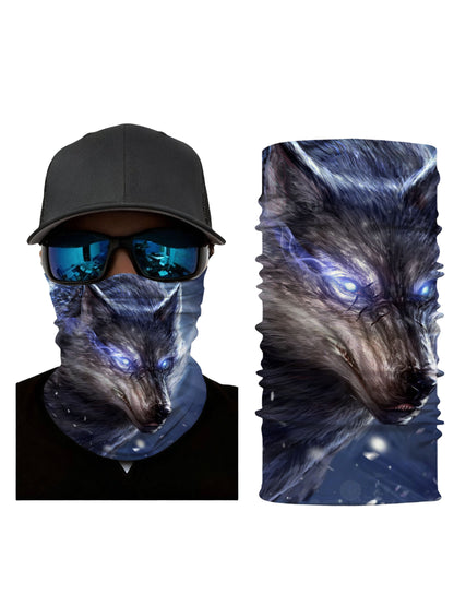 Tube Face Mask with 3D All Over Print Featuring Mythical Wolf Eyes in Electric Blue, E-Girl E-Boy Aesthetic, Unisex Soft Stretchy Windproof Design for Outdoor Use