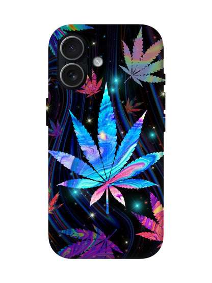 Neon Cannabis Leaf Cyberpunk Slim Phone Case