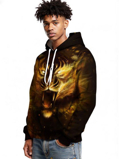 Men Women 3D All Over Print Fire Tiger Hoodie Sweatshirt Graphic Pullover