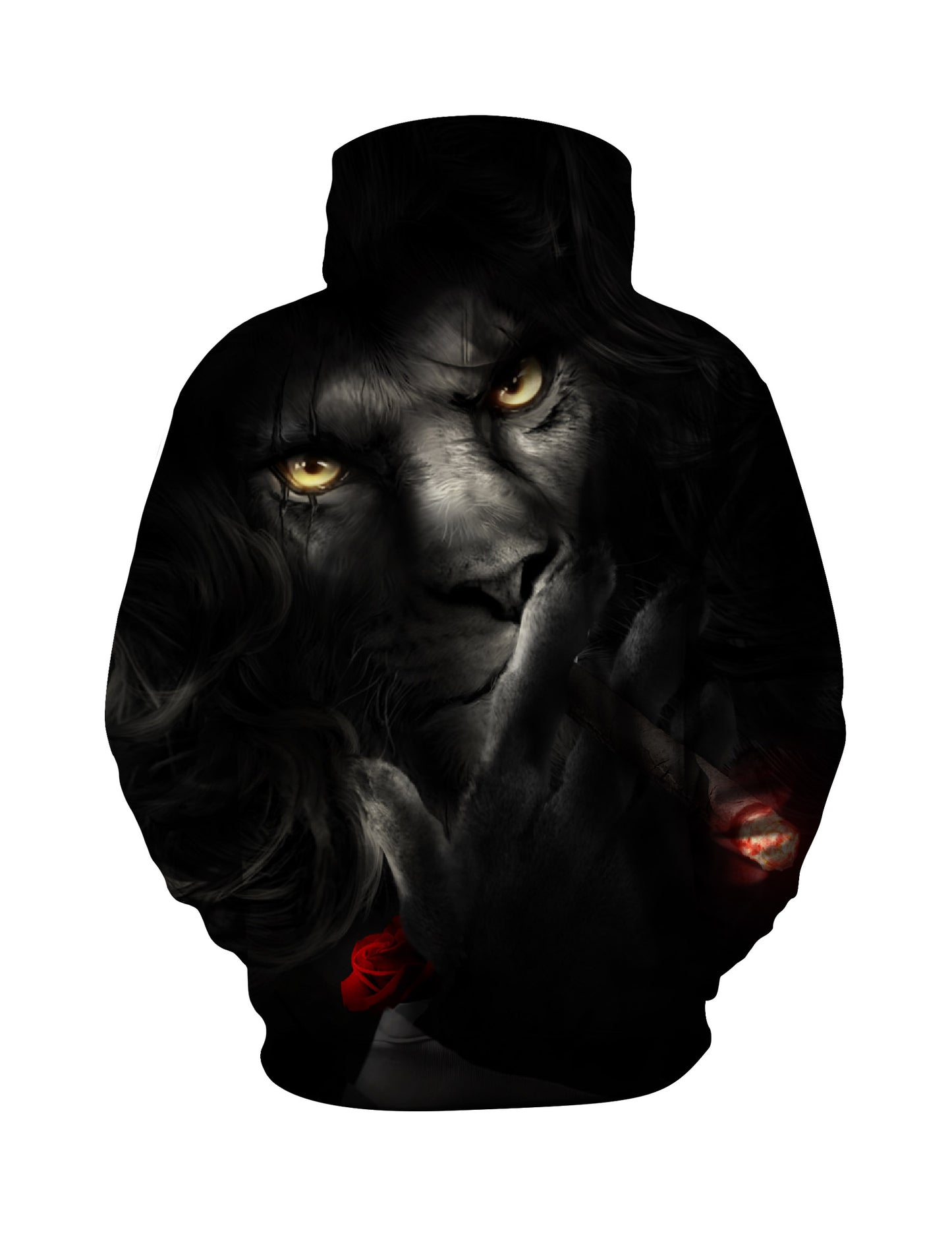 Hoodie 3D All Over Print Lion Smoke Red Rose Streetwear Unisex Soft Comfortable
