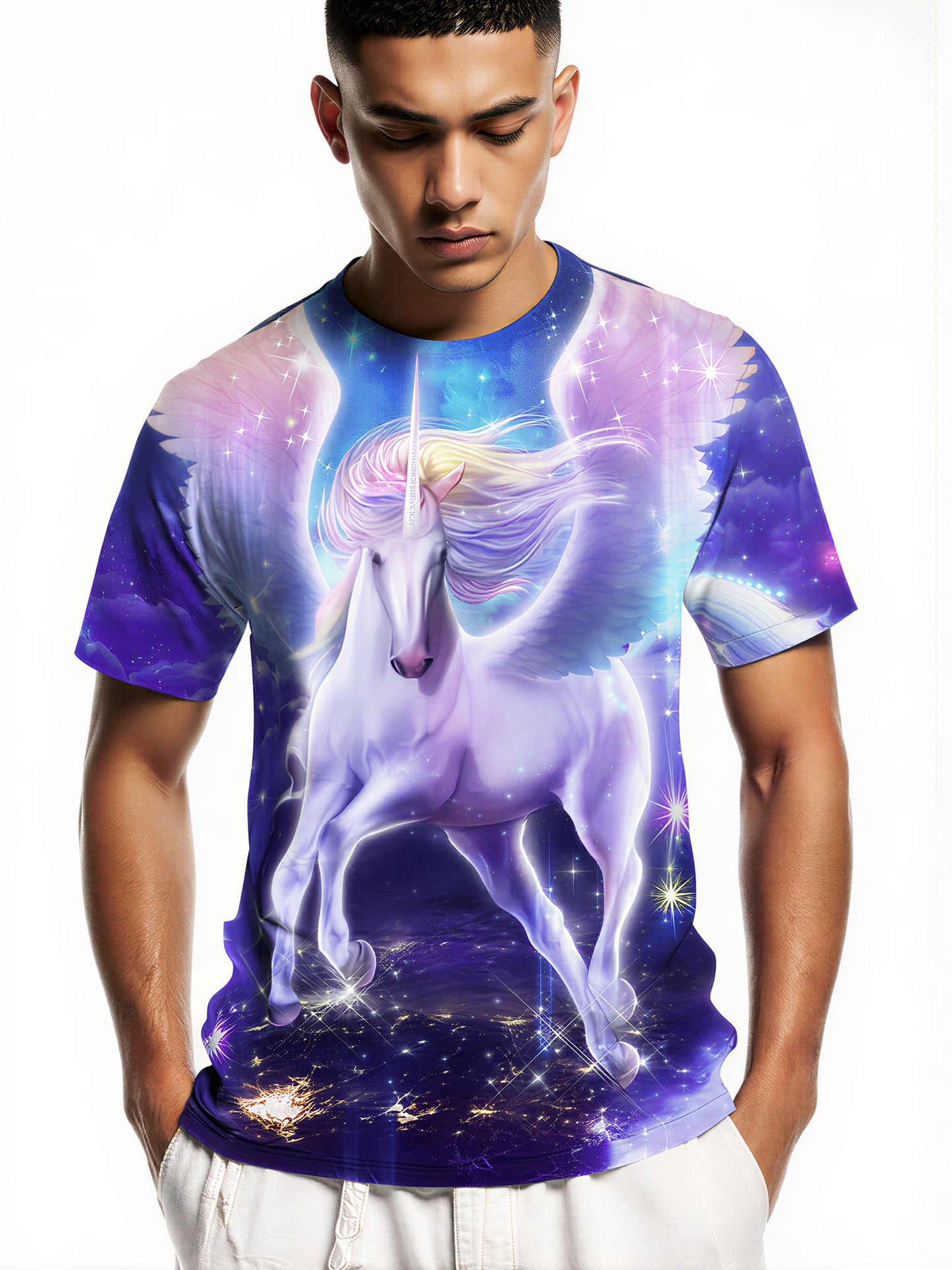3D All Over Print Unicorn T-Shirt for Men Women Galaxy Winged Horse Fantasy Style