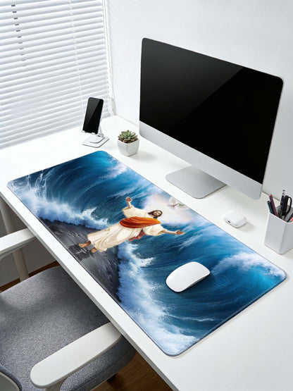 Jesus Parting The Sea With Dove Desk Mat