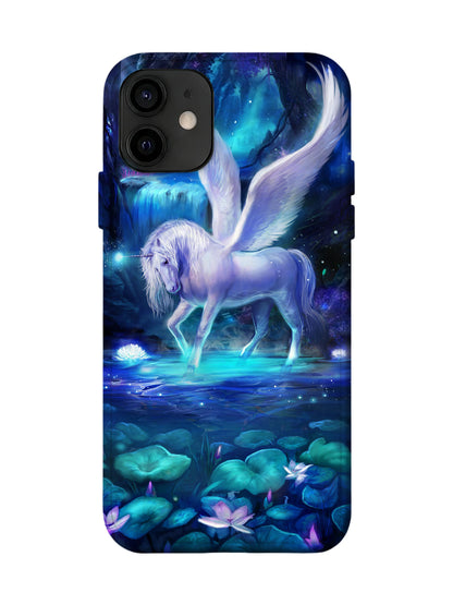 Winged Unicorn Neon Cyberpunk Protective Phone Case