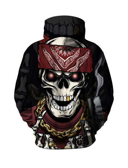 Gangster Skull 3D All Over Print Hoodie Unisex Streetwear Cotton Blend Loose Fit