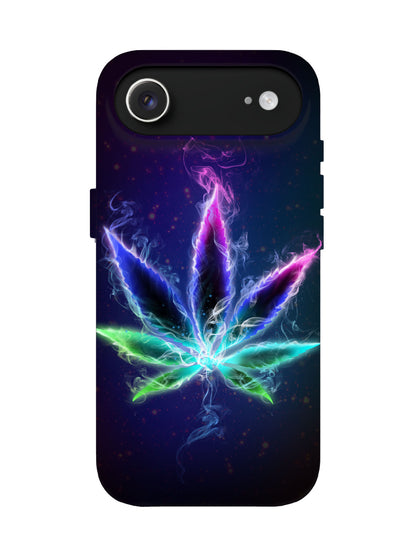 Neon Cannabis Leaf Cyberpunk Tough Phone Case