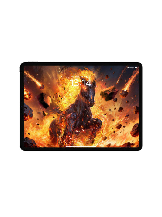 Blazing Flame Black Horse Digital Wallpaper