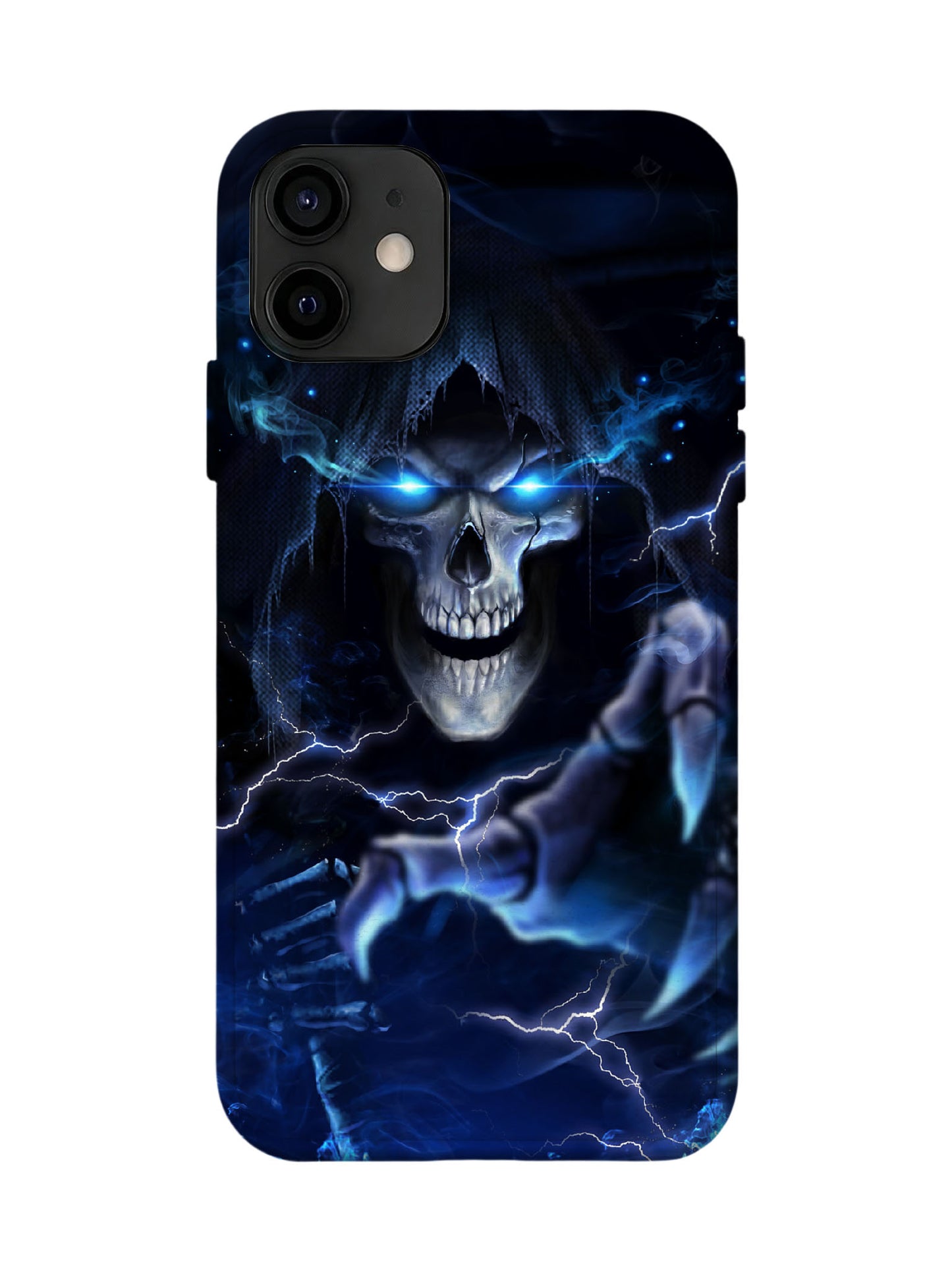 Skull with Lightning and Smoke Edgy Cyberpunk Tough Phone Case