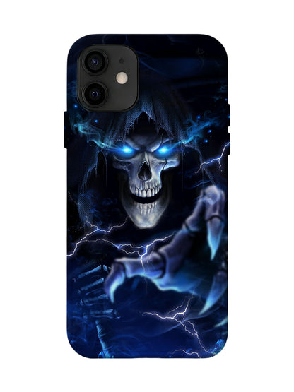 Skull with Lightning and Smoke Edgy Cyberpunk Tough Phone Case