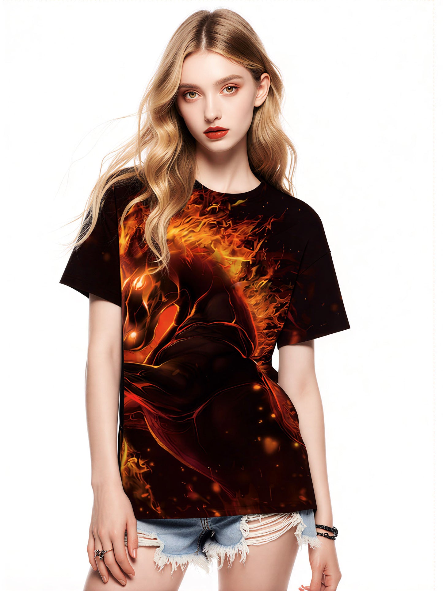 Flaming Horse 3D All Over Print T-Shirt for Men Women