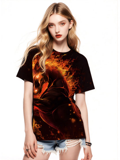 Flaming Horse 3D All Over Print T-Shirt for Men Women