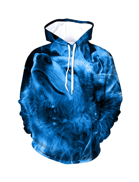 Wild Blue Smoke Wolf Hoodie – Unisex Outdoor Adventure Essential