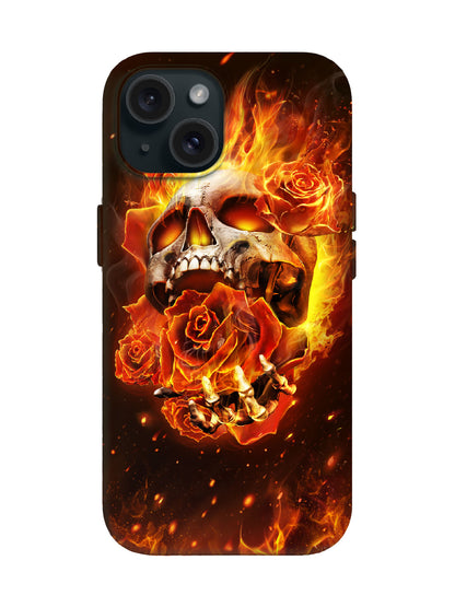 Skull and Roses Flame Edgy Tough Phone Case