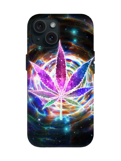 Neon Cannabis Leaf Cyberpunk Protective Phone Case