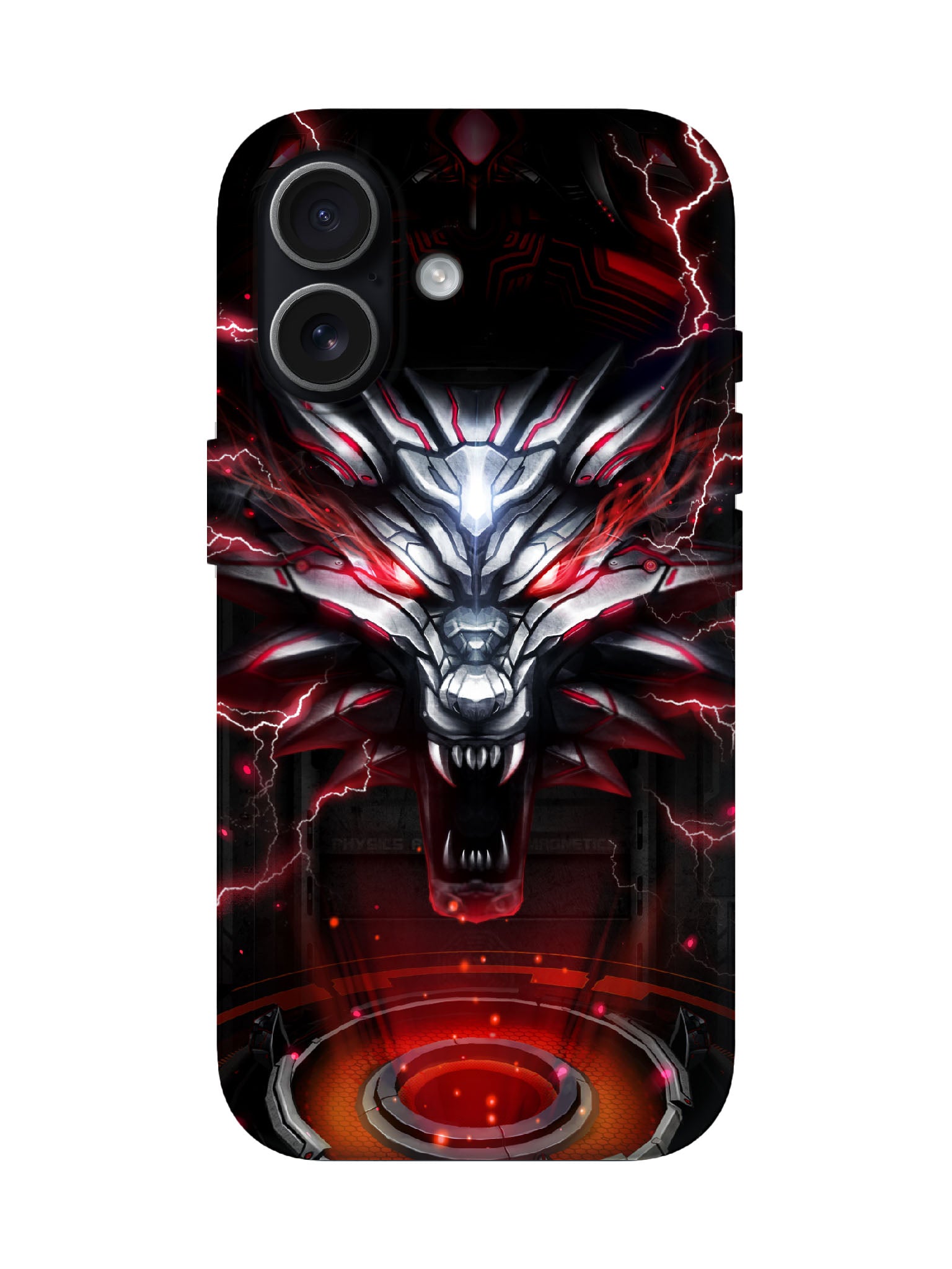 Cyberpunk Wolf Skull with Lightning Edgy Tough Phone Case