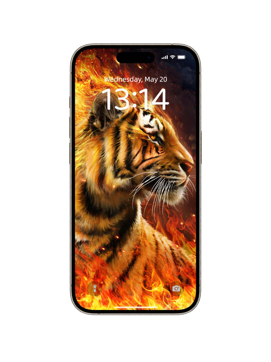 Flame Tiger Profile Phone Wallpaper