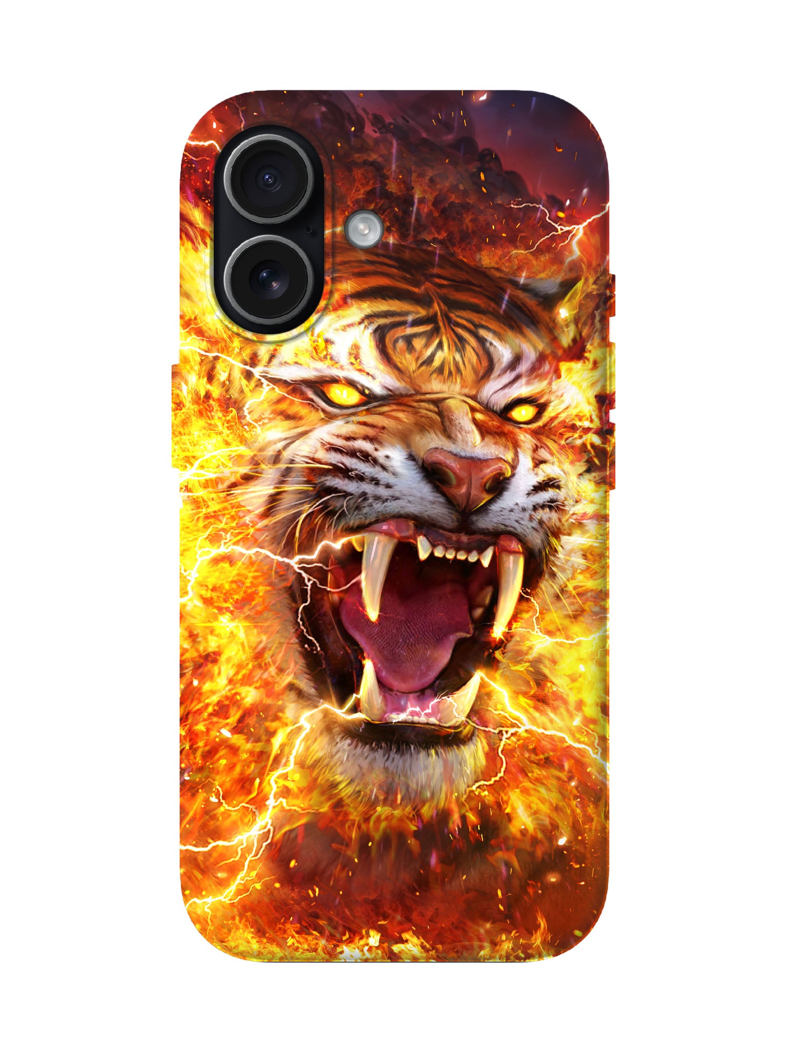 Flame Tiger Lightning Edgy Hardcore Tough Phone Case