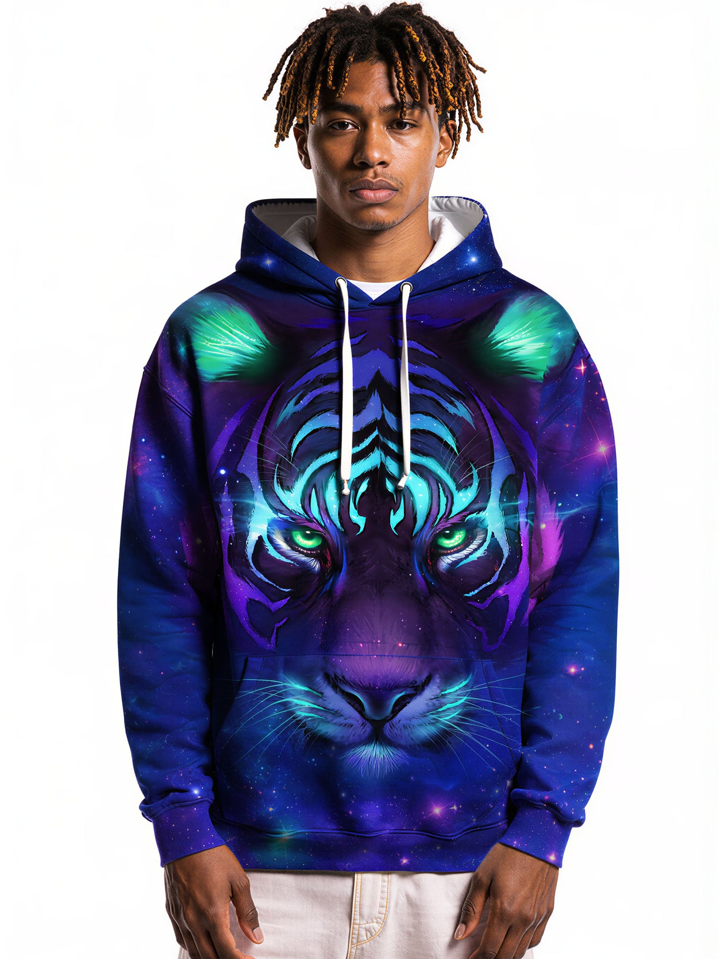 Men Women 3D All Over Print Galaxy Tiger Hoodie Sweatshirt Space Graphic Pullover
