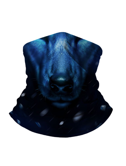 Tube Face Mask with 3D All Over Print Featuring Cosmic Wolf in Deep Blue Nebula Aesthetic Style Unisex Breathable and Windproof for Outdoor Use