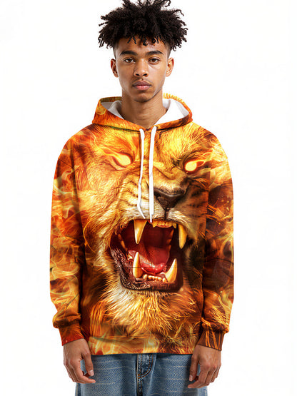 Men Women 3D All Over Print Lion Fire Hoodie Sweatshirt