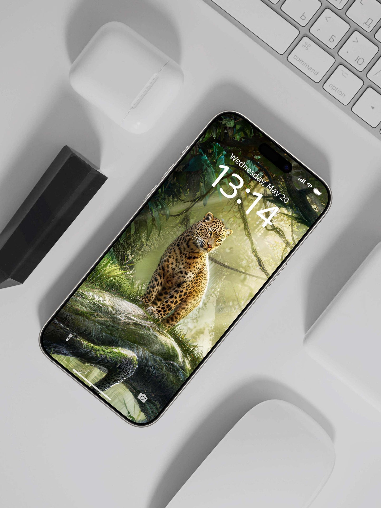 Rainforest Standing Leopard Digital Wallpaper