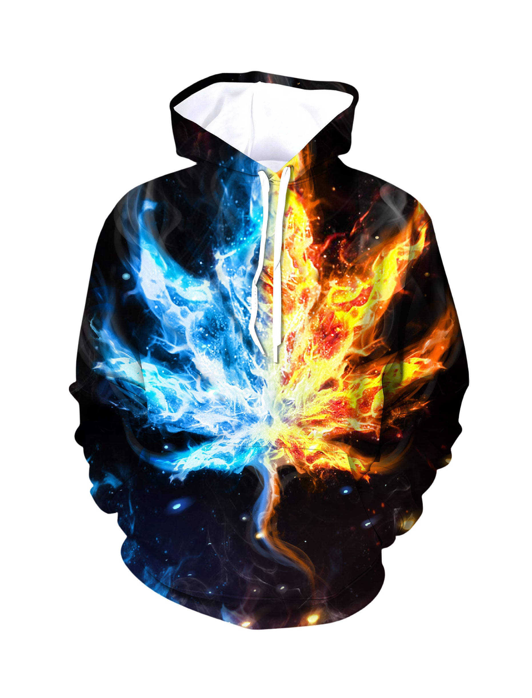 3D Unisex Fire & Ice Split Cannabis Leaf Hoodie