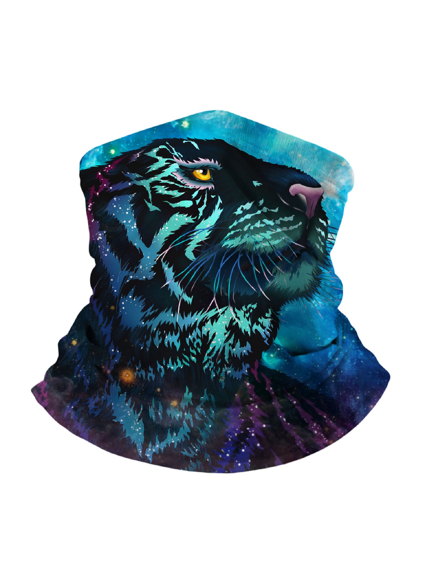 Neck Gaiter with 3D all over print cosmic tiger galaxy nebula Aesthetic unisex soft stretchy breathable fabric for outdoor wear