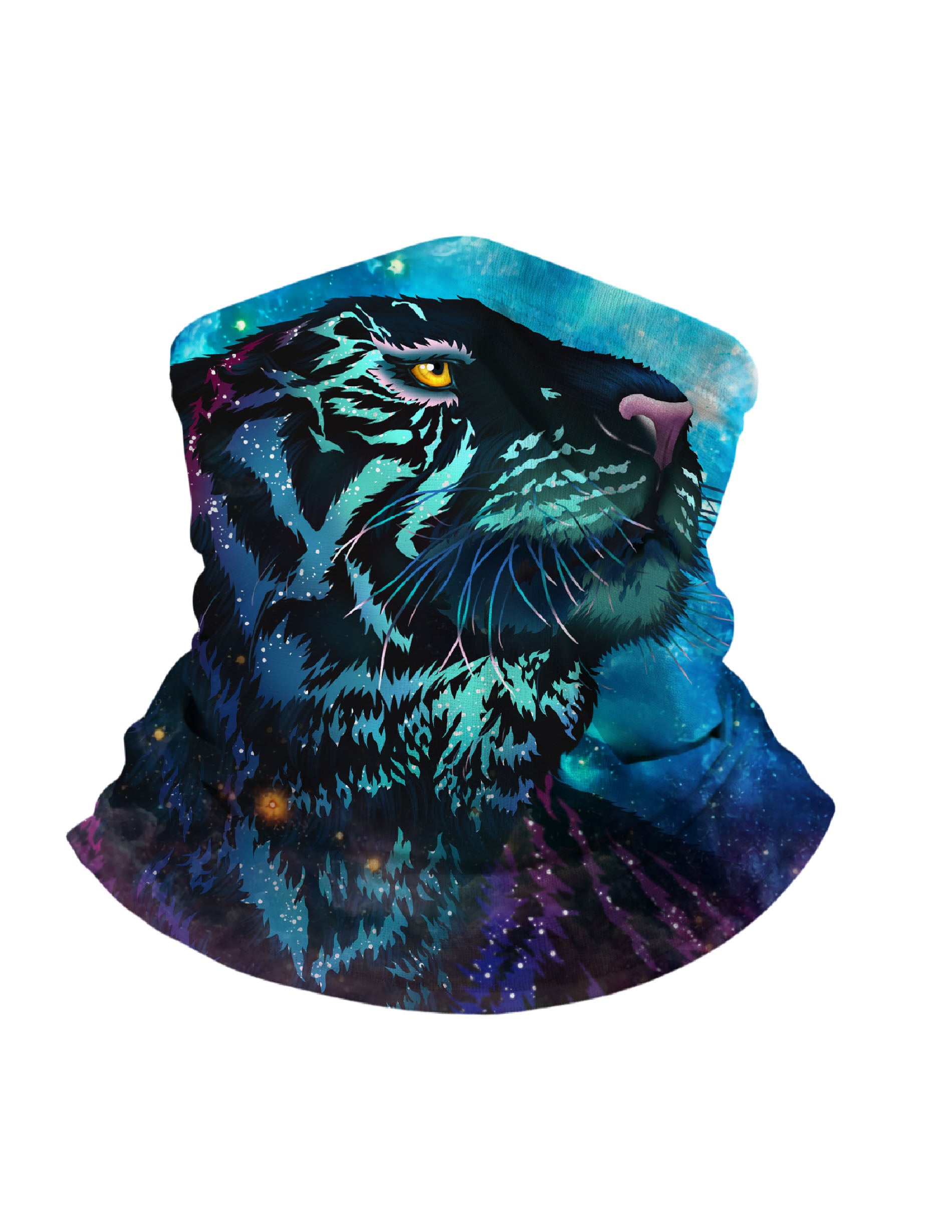 Neck Gaiter with 3D all over print cosmic tiger galaxy nebula Aesthetic unisex soft stretchy breathable fabric for outdoor wear