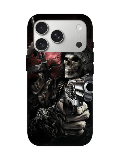 Skull with Guns Edgy Gothic Tough Phone Case