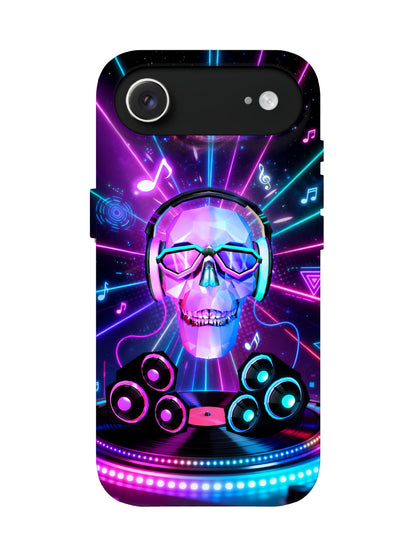Neon Skull with Headphones Cyberpunk Statement Phone Case