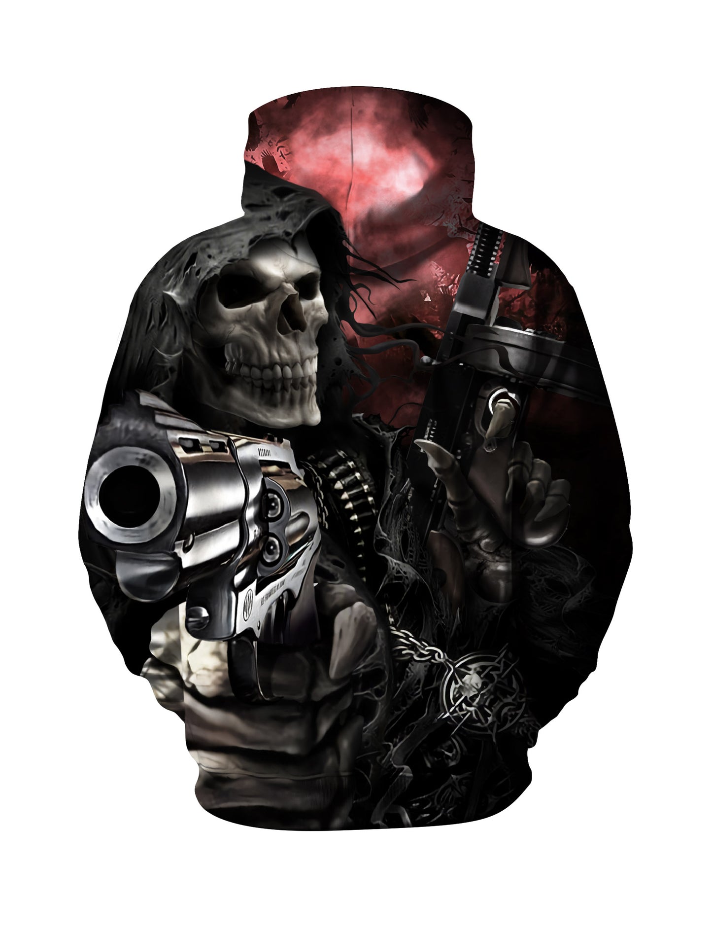 Cyber Reaper Skull 3D Print Hoodie | Dark Mech Graphic Pullover