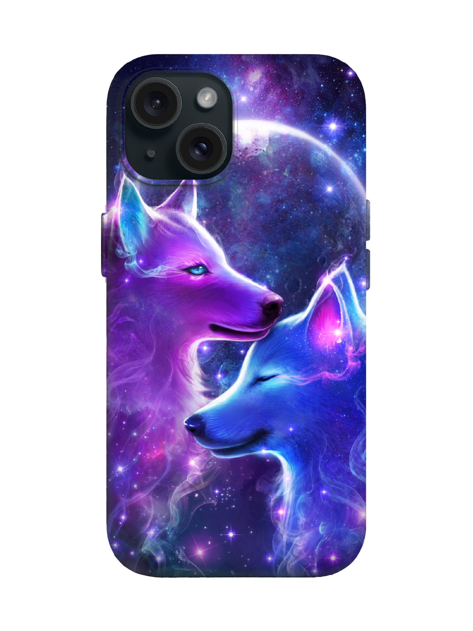 Cosmic Wolf Duo Edgy Cyberpunk Protective Phone Case
