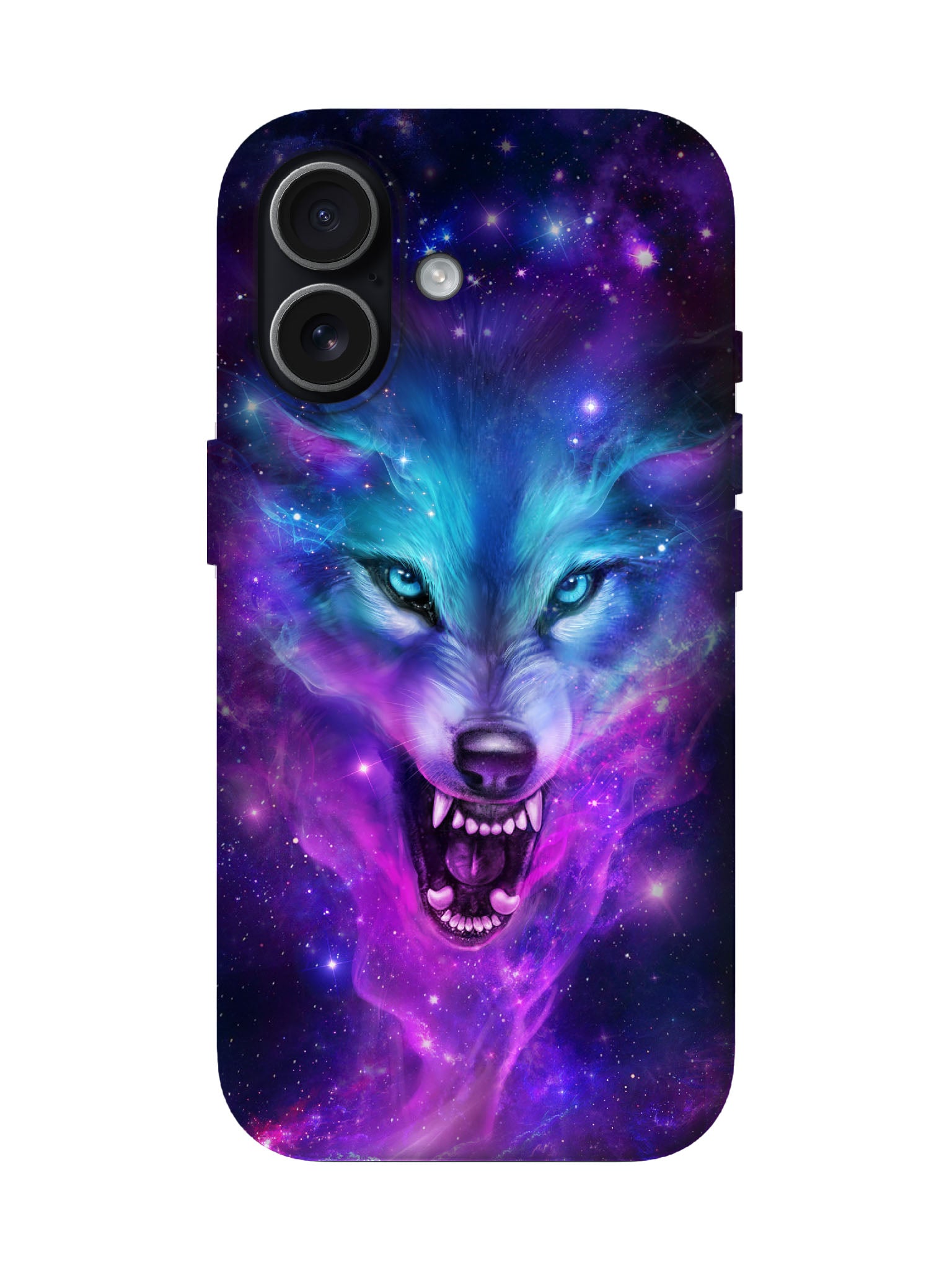 Cosmic Wolf Face Cyberpunk Edgy Protective Phone Case