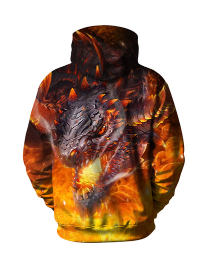 Unisex 3D All Over Print Dragon Fire Hoodie Sweatshirt Fantasy Graphic Pullover