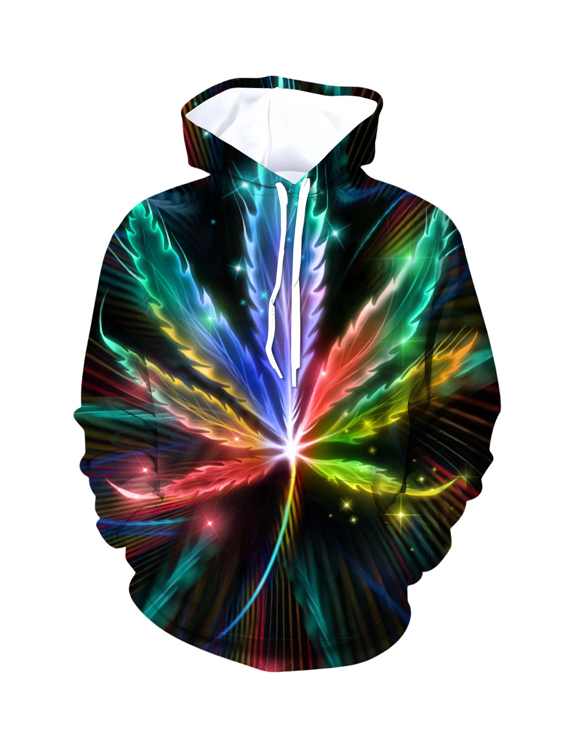 Rainbow Burst Cannabis Leaf 3D Hoodie Unisex Psychedelic Streetwear