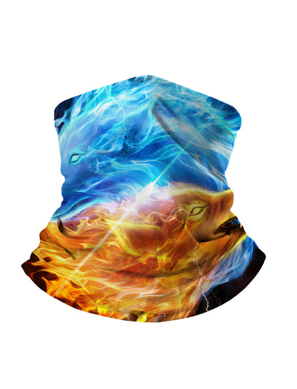 Dual Wolf Ice & Fire 3D Neck Gaiter – Urban Streetwear Style