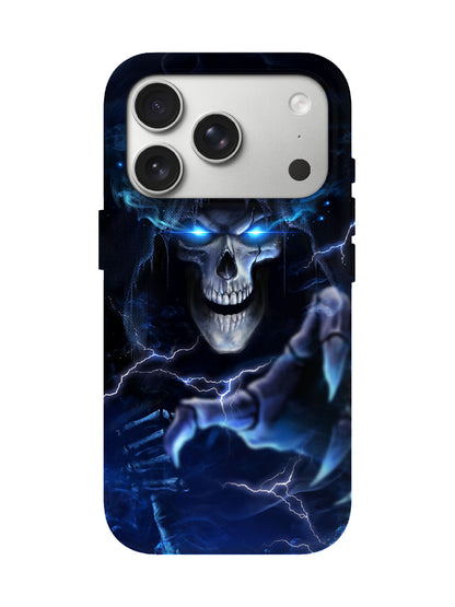 Skull with Lightning and Smoke Edgy Cyberpunk Tough Phone Case