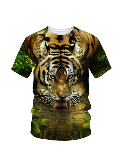 Jungle Wildlife Tiger 3D All Over Print T-Shirt for Men Women Graphic Sweatshirt