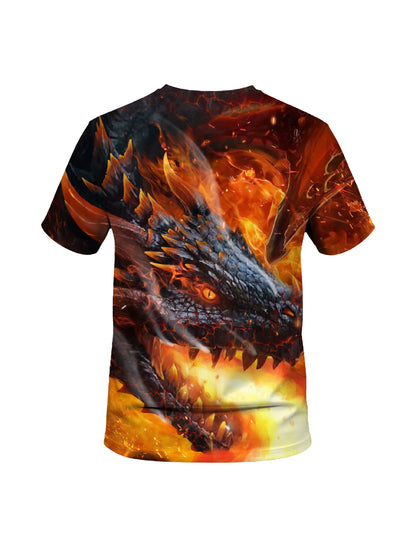 Men Women 3D All Over Print Dragon Fire T-Shirt Fantasy Graphic Pullover