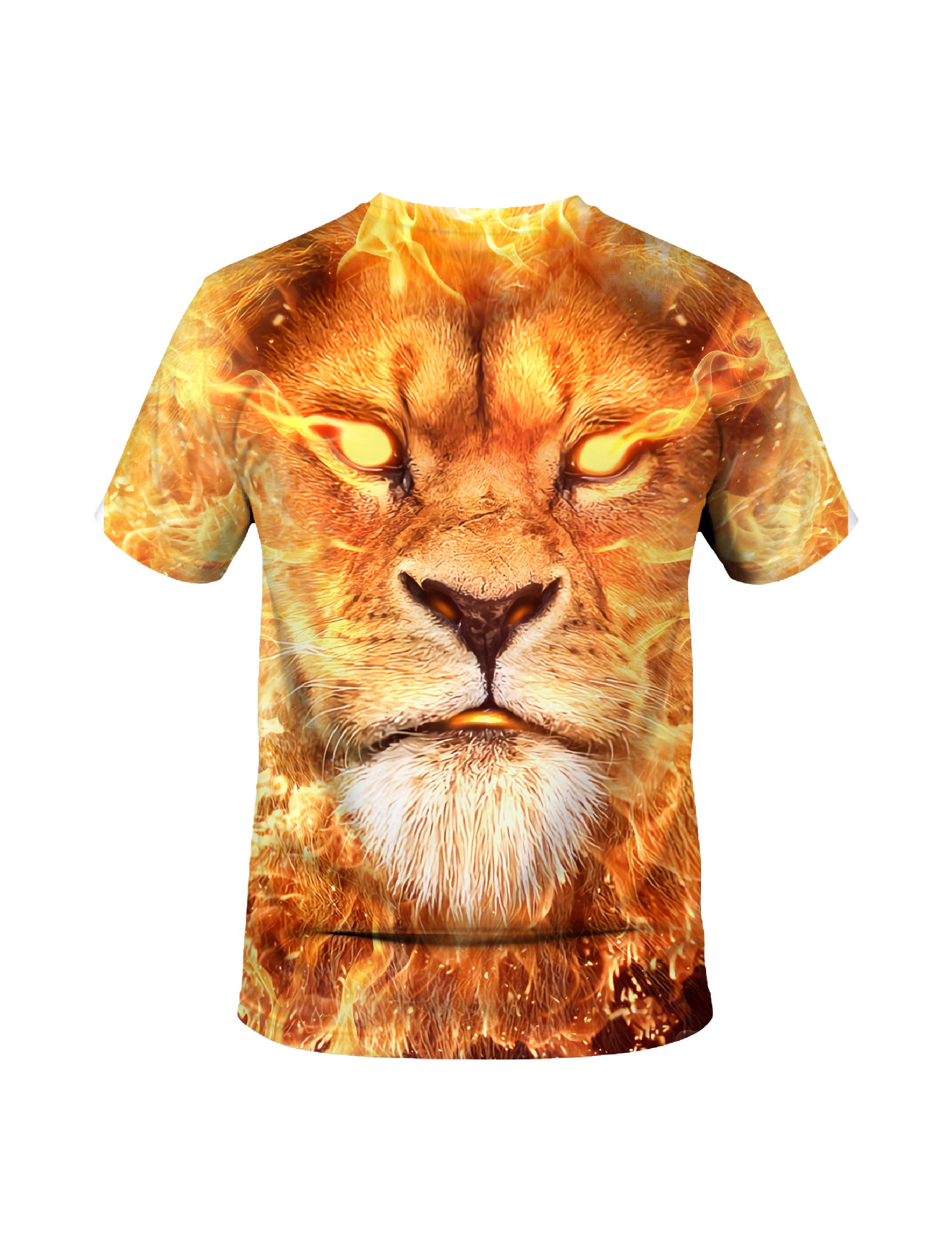 3D All Over Print Lion Fire T-Shirt for Men Women, Bold Graphic Streetwear Pullover