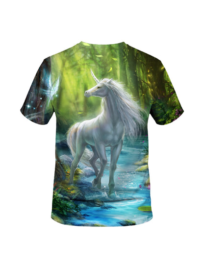 Unicorn Forest 3D All Over Print T-Shirt for Men Women Fantasy Graphic Sweatshirt